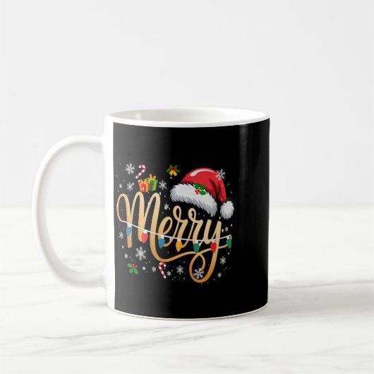 Merry Christmas Lights Red Santa Hat Xmas Men Wome Kaffeetasse (Links)