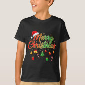 Merry Christmas Lights Santa Hat Family Matching T T-Shirt (Vorderseite)