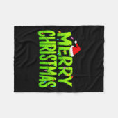 Merry Christmas Lights Santa Hat Pajamas Xmas Humo Fleecedecke (Vorderseite (Horizontal))