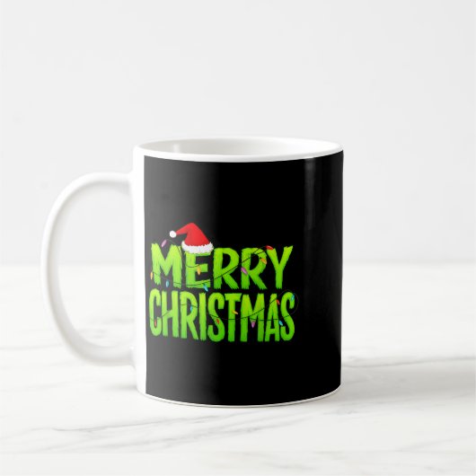 Merry Christmas Lights Santa Hat Pajamas Xmas Humo Kaffeetasse (Links)