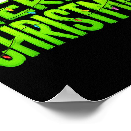 Merry Christmas Lights Santa Hat Pajamas Xmas Humo Poster (Ecke)