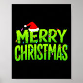 Merry Christmas Lights Santa Hat Pajamas Xmas Humo Poster (Vorne)