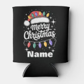 Merry Christmas Lights Santa Hat Personalized Gift Dosenkühler (Vorderseite)