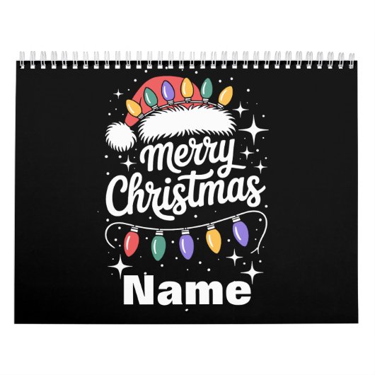 Merry Christmas Lights Santa Hat Personalized Gift Kalender (Titelbild)