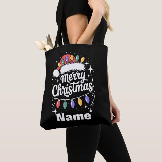 Merry Christmas Lights Santa Hat Personalized Gift Tasche (Von Nahem)