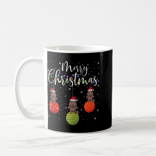 Merry Christmas Lights Santa Hat Platypus Ugly Xma Kaffeetasse (Links)