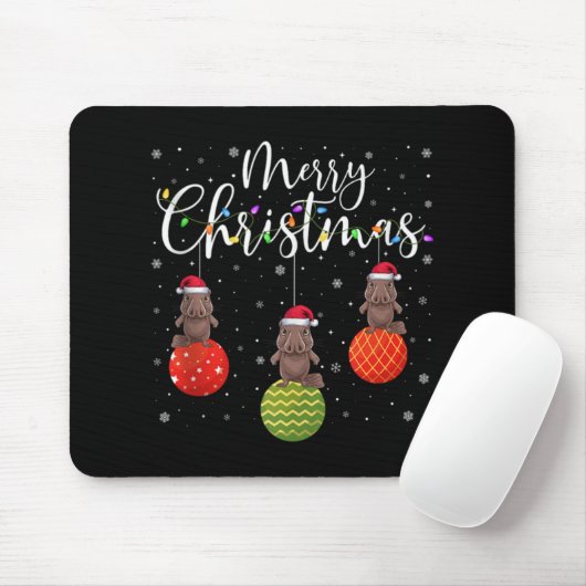 Merry Christmas Lights Santa Hat Platypus Ugly Xma Mousepad (Mit Mouse)