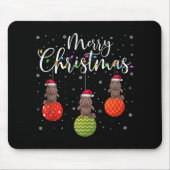 Merry Christmas Lights Santa Hat Platypus Ugly Xma Mousepad (Vorne)