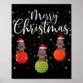 Merry Christmas Lights Santa Hat Platypus Ugly Xma Poster (Vorne)