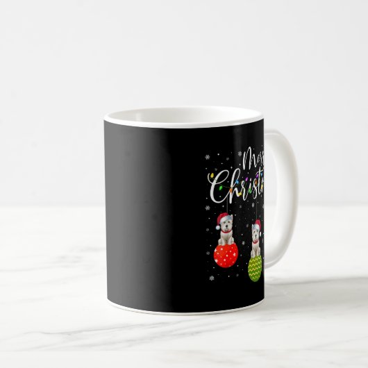 Merry Christmas Lights Santa Hat Westie Dog Ugly X Kaffeetasse (VorderseiteRechts)