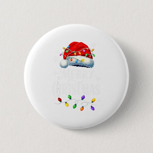 Merry Christmas Lights Santa Hat Xmas Family Match Button (Vorderseite)