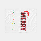 Merry Christmas Lights Santa Hat Xmas Family Match Fleecedecke (Vorderseite (Horizontal))