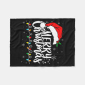 Merry Christmas Lights Santa Hat Xmas Family Match Fleecedecke (Vorderseite (Horizontal))