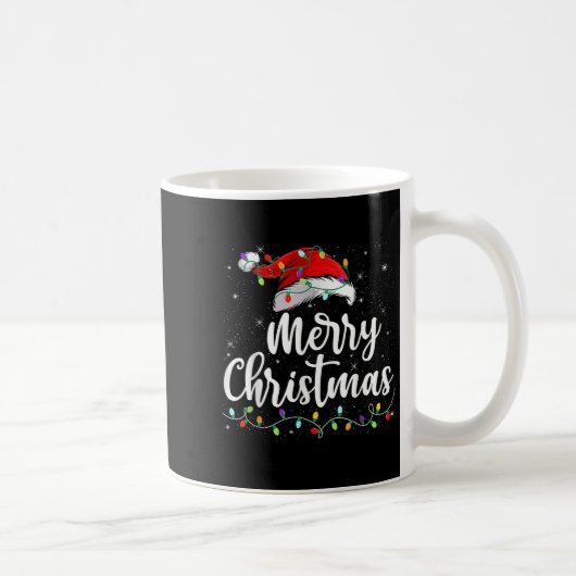 Merry Christmas Lights Santa Hat Xmas Family Match Kaffeetasse (Rechts)