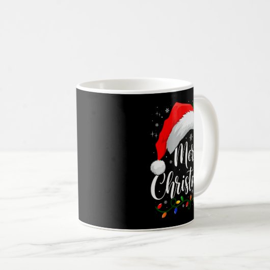 Merry Christmas Lights Santa Hat Xmas Family Match Kaffeetasse (VorderseiteRechts)