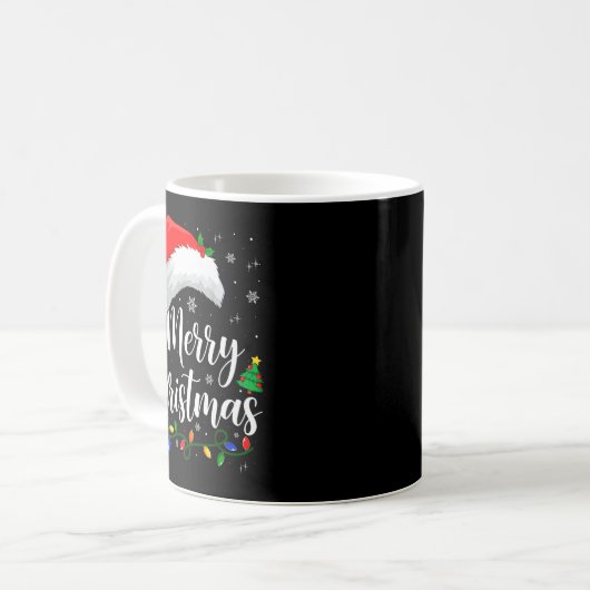 Merry Christmas Lights Santa Hat Xmas Family Match Kaffeetasse (Vorderseite Links)