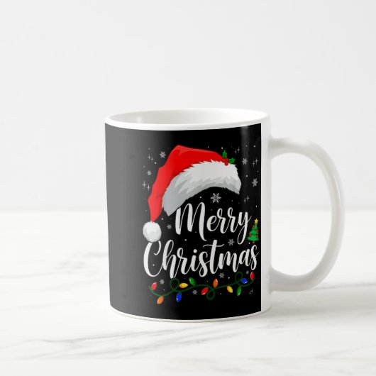 Merry Christmas Lights Santa Hat Xmas Family Match Kaffeetasse (Rechts)