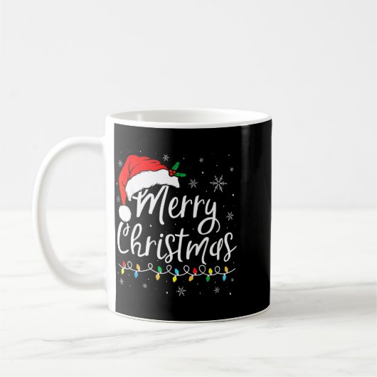 Merry Christmas Lights Santa Hat Xmas Family Match Kaffeetasse (Links)
