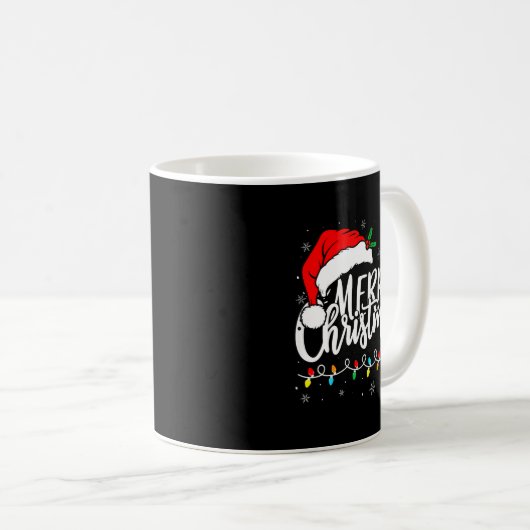 Merry Christmas Lights Santa Hat Xmas Family Match Kaffeetasse (VorderseiteRechts)