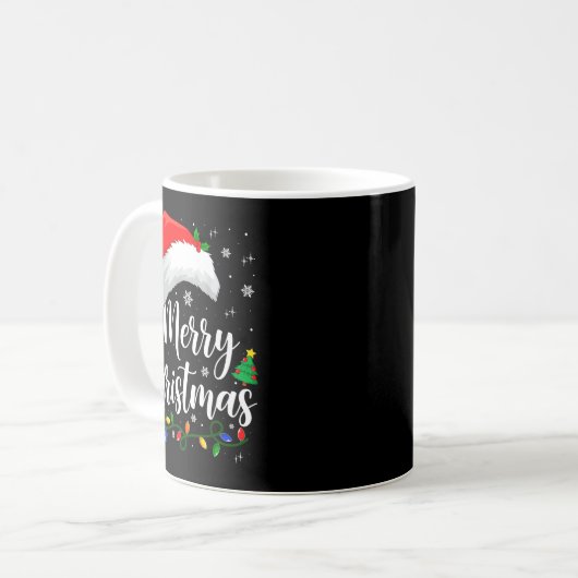 Merry Christmas Lights Santa Hat Xmas Family Match Kaffeetasse (Vorderseite Links)