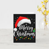 Merry Christmas Lights Santa Hat Xmas Family Match Karte (Gelbe Blume)