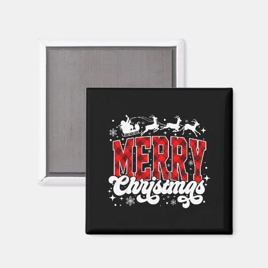 Merry Christmas Lights Santa Hat Xmas Family Match Magnet (Vorderseite/Rückseite)