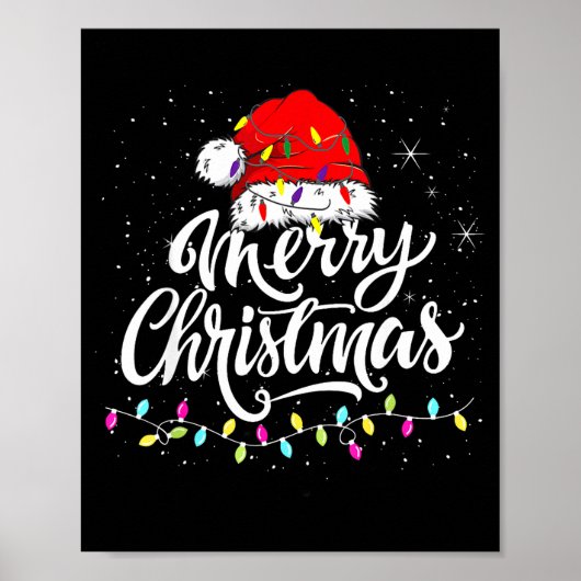 Merry Christmas Lights Santa Hat Xmas Family Match Poster (Vorne)