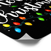 Merry Christmas Lights Santa Hat Xmas Family Match Poster (Ecke)