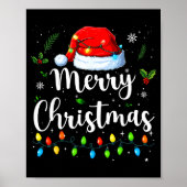 Merry Christmas Lights Santa Hat Xmas Family Match Poster (Vorne)