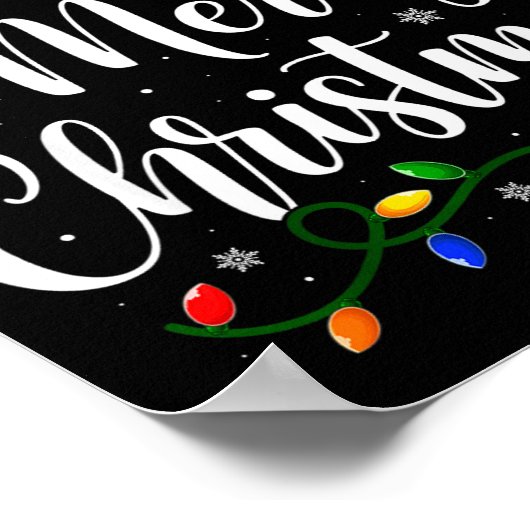 Merry Christmas Lights Santa Hat Xmas Family Match Poster (Ecke)