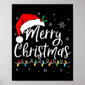 Merry Christmas Lights Santa Hat Xmas Family Match Poster (Vorne)