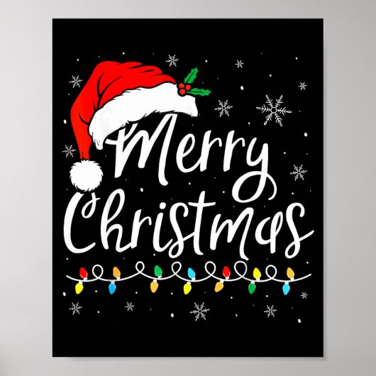 Merry Christmas Lights Santa Hat Xmas Family Match Poster (Vorne)