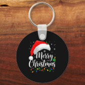 Merry Christmas Lights Santa Hat Xmas Family Match Schlüsselanhänger (Vorderseite)