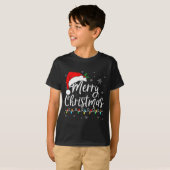 Merry Christmas Lights Santa Hat Xmas Family Match T-Shirt (Vorne ganz)