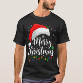 Merry Christmas Lights Santa Hat Xmas Family Match T-Shirt (Vorderseite)