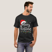 Merry Christmas Lights Santa Hat Xmas Family Match T-Shirt (Vorne ganz)
