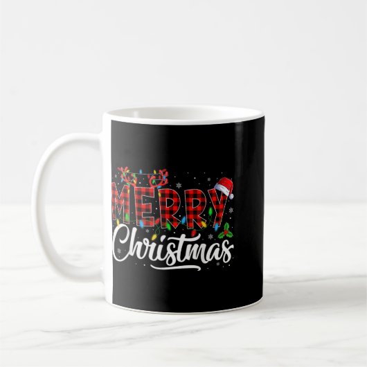 Merry Christmas Lights Santa Hat Xmas Family Men W Kaffeetasse (Links)