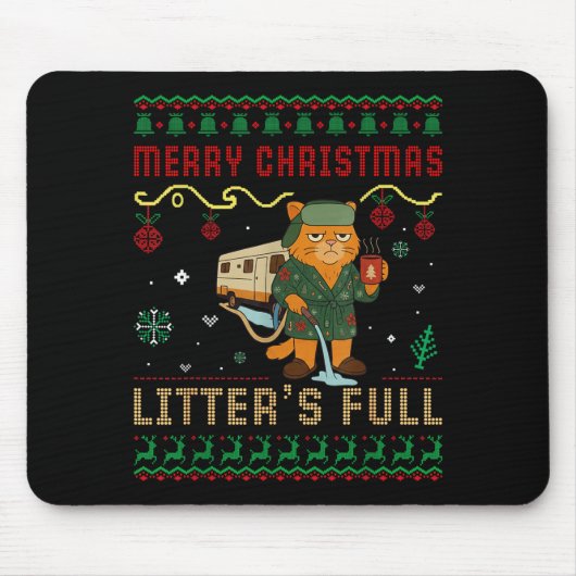 Merry Christmas Litter’s Full Funny Cat Xmas Ugly Mousepad (Vorne)