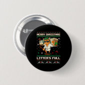 Merry Christmas Litter's Full Funny Cat Ugly Xmas Button (Vorne & Hinten)