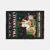 Merry Christmas Litter's Full Funny Cat Ugly Xmas Fleecedecke (Vorderseite (Horizontal))