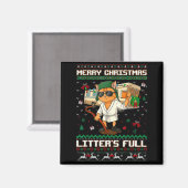 Merry Christmas Litter's Full Funny Cat Ugly Xmas Magnet (Vorderseite/Rückseite)