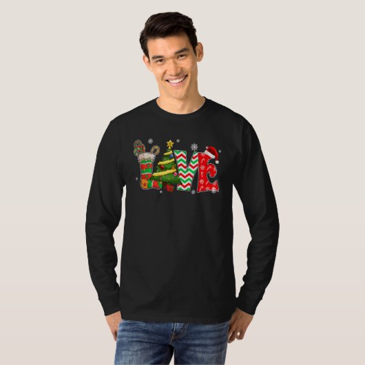Merry Christmas Love Xmas Happy Time Pine Tree T-Shirt (Vorne ganz)