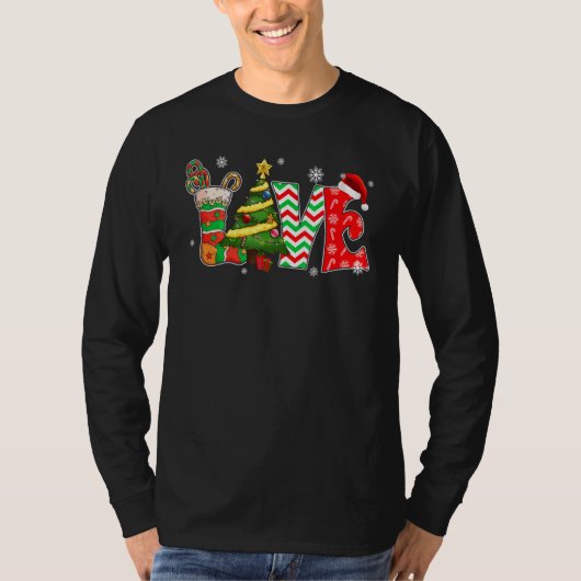 Merry Christmas Love Xmas Happy Time Pine Tree T-Shirt (Vorderseite)
