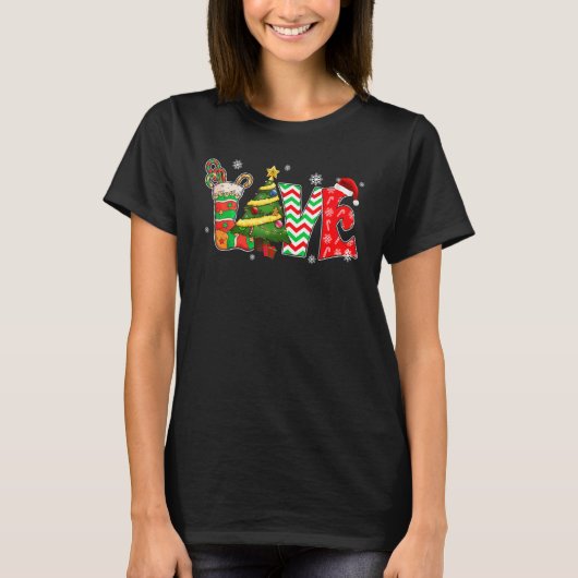 Merry Christmas Love Xmas Happy Time Pine Tree T-Shirt (Vorderseite)