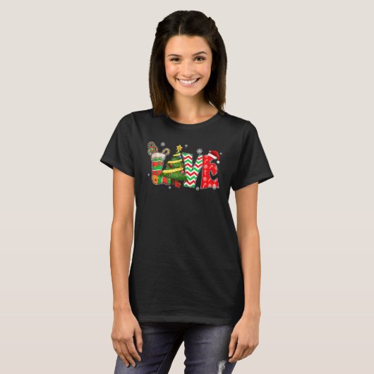 Merry Christmas Love Xmas Happy Time Pine Tree T-Shirt (Vorne ganz)