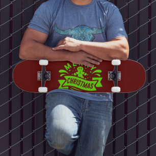 MERRY CHRISTMAS lustiger Lebkuchenmann Skateboard