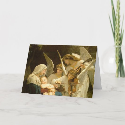 MERRY CHRISTMAS MADONNA UND KIND MIT ANGELS-Karte Karte (Vorderseite)