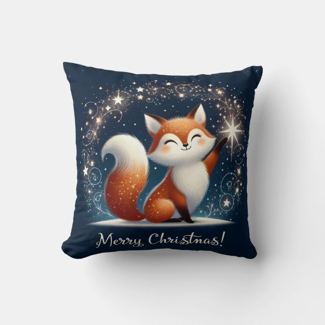 Merry Christmas - Magical Fox  Throw Pillow Kissen (Vorderseite)