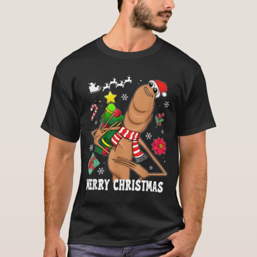 Merry Christmas Marcus The Worm Funny Unhinged Mem T-Shirt (Vorderseite)