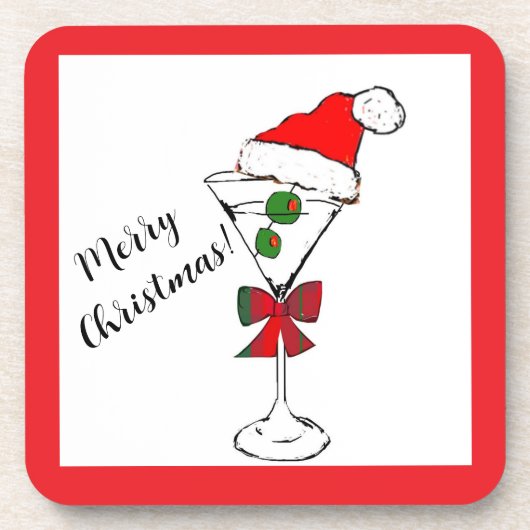 Merry Christmas martini hard plastic coasters Getränkeuntersetzer (Vorderseite)